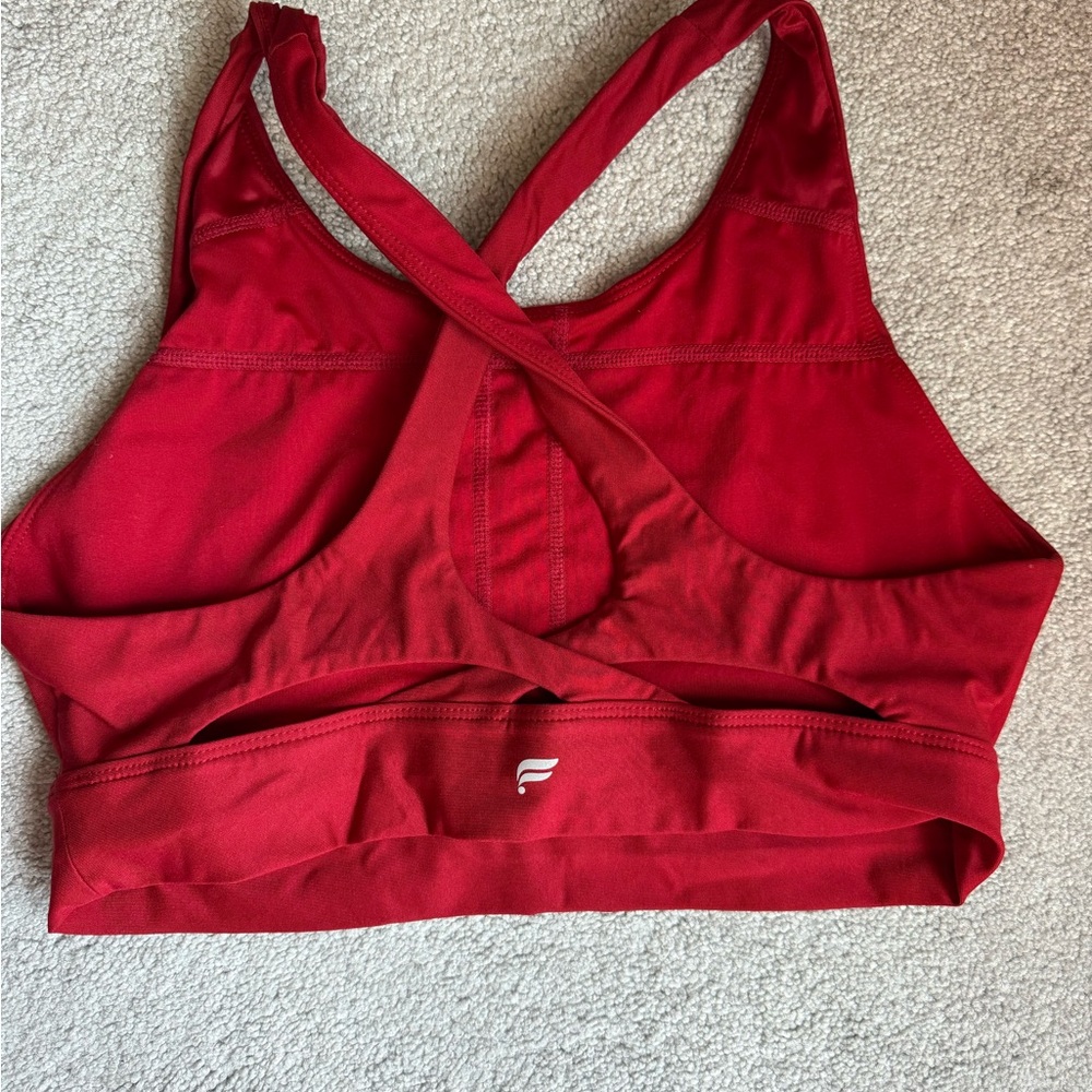 Fabletics Women's Red Crisscross Back Sports Bra
